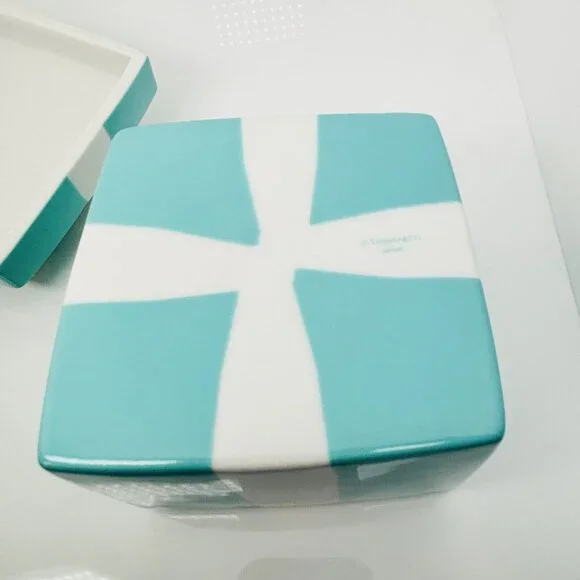 Large Tiffany Blue Gift Box White Porcelain Bone China Trinket